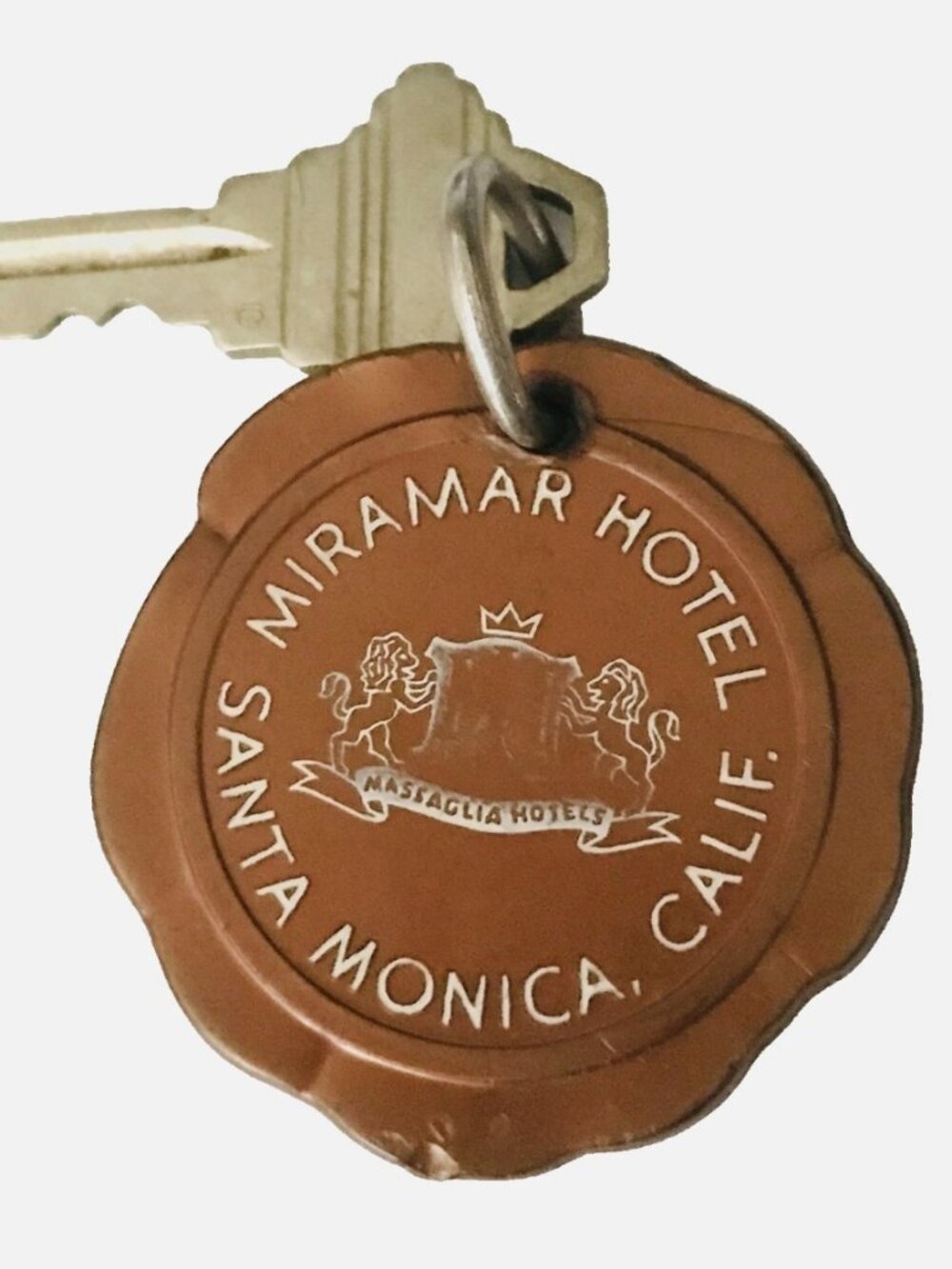 Vintage Miramar Hotel Santa Monica CA Room Key & Fob #933 Southern California